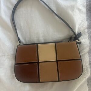 Patchwork Brown and Tan Shoulder Bag